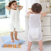 Em bé mùa hè tạp dề mỏng nam nữ áo vest kiểu đồ ngủ bảo vệ bụng đá bởi 3 em jumpsuit không tay - Áo liền quần