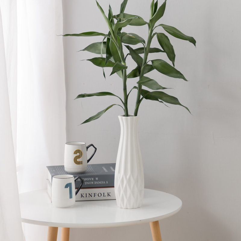 2023 Explosion Transfer Bamboo Vase Flower Insert Rich Bamboo Floor Large Vase Ceramic Vase Simple Modern Water Culture Large Application Scenario