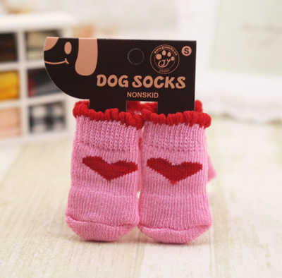 Pink loveDog Socks Autumn and winter Pets rabbit non-slip Anti grasping Anti dirty poodle Kitty Bichon summer lovely keep warm Foot cover