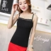 Camisole nữ đoạn ngắn chạm đáy mùa hè phương thức trắng chuyên nghiệp phụ nữ bên trong mặc một chiếc áo mỏng màu đen hàng đầu - Áo ba lỗ