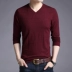 18 mùa xuân phần mỏng nam V-Cổ áo len dài tay T-Shirt nam Slim gà tim cổ áo Hàn Quốc áo len đáy áo len Áo len