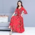 Mùa hè 2019 mới kích thước lớn của phụ nữ tay áo kèn tay áo hoa phiên bản Hàn Quốc của chiếc váy tự nhiên lớn voan đầm xòe - Váy dài váy maxi đi biển cho người béo Váy dài