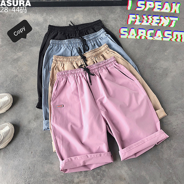 Candy color thin casual shorts men's fattening plus size trend fat man loose summer beach lovers home