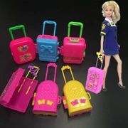 Dễ thương búp bê lớn vali vali hộp đồ chơi phụ kiện Barbie doll vali trường hợp xe đẩy đồ chơi