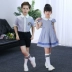 Zhibohong trẻ em của Anh gió mùa hè trường tiểu học đồng phục bông ngắn tay mẫu giáo quần áo màu xanh và lớp màu trắng dịch vụ tùy chỉnh Đồng phục trường học / tùy chỉnh thực hiện