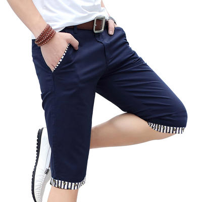 Playboy quần short nam mùa hè 7 điểm mùa hè mới của Hàn Quốc xu hướng cắt quần của nam giới phù hợp với quần âu quần sooc bò nam 3/4 Jeans