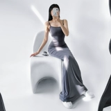 Летние сексуальные приталенные регулируемые бретели, платье, юбка, с акцентом на бедрах, крой «рыбий хвост»