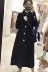 Hepburn gió áo len nữ búp bê cổ áo chic len phần dài trên đầu gối Slim đen Sen áo len Trung bình và dài Coat