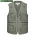 Mùa xuân và mùa thu mới cotton nam nhiều túi kích thước lớn chụp ảnh nhiều túi câu cá trung niên vest vest áo thun coolmate Áo vest cotton