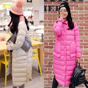 Áo khoác nhẹ cho nữ dài phần chống mùa đông phiên bản mới của Hàn Quốc dành cho nữ phần mềm nhẹ trên đầu gối - Xuống áo khoác
