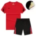 Quần áo thể thao nam mùa hè mỏng ngắn tay ngắn hai mảnh cộng với phân bón lỏng thoáng khí hai mảnh giản dị - Bộ đồ quần bò nam Bộ đồ