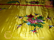 Вышивка Гуандун 潮州少林绣业精品真丝被套被罩床套潮绣刺绣花双人三件套定做批发