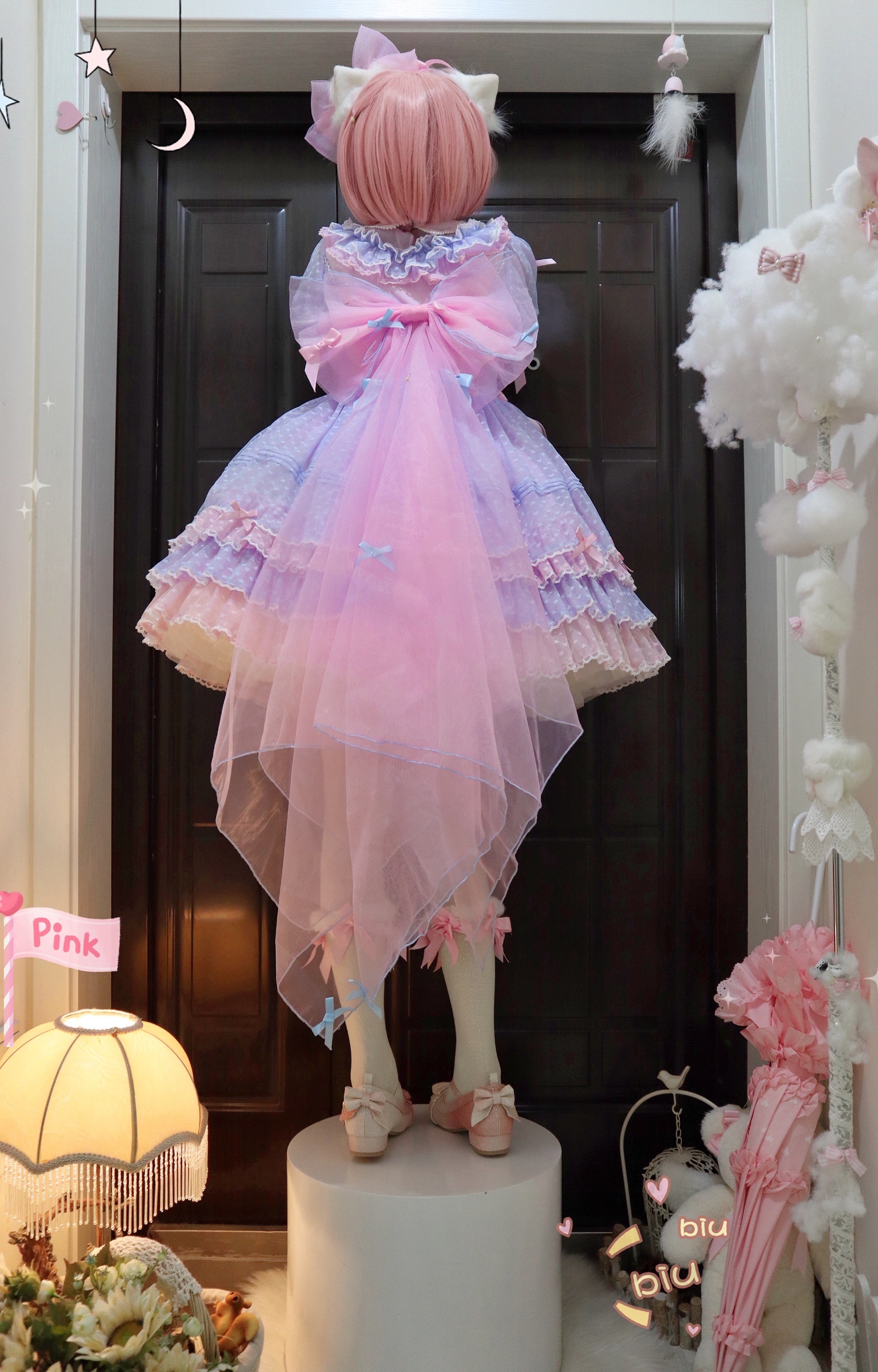 Back Yarn: Pink Yarn, Blue Thread, Blue Ribbon【 new pattern yu about 】 Sweet bean series Small things
