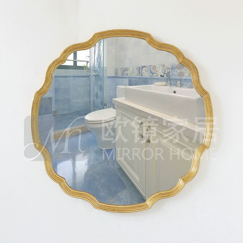 Диаметр 1 метр золотисто -европейский и американская гостиная Фоновая настенная крыльцо печь Декоративное зеркало Стена ванной комнаты -туалетное зеркало
