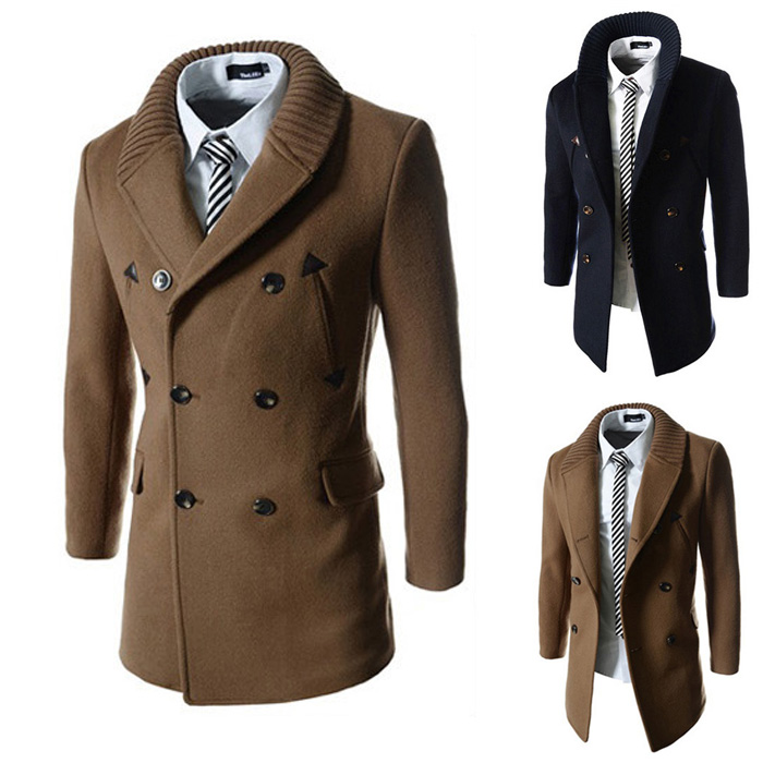Men Wool Coat 2015 Winter Fashion Foreign Trade Double Breasted Jacket ...