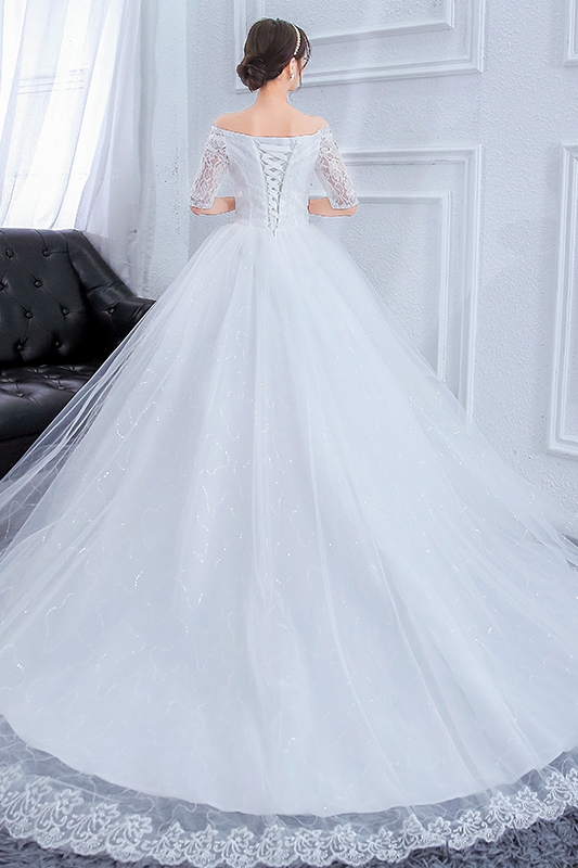 Lace white wedding dress for bride for pregnant suitable for photo sessions, 2023 collection, open shoulders Lace white wedding dress for bride for pregnant suitable for photo sessions, 2023 collection, open shoulders