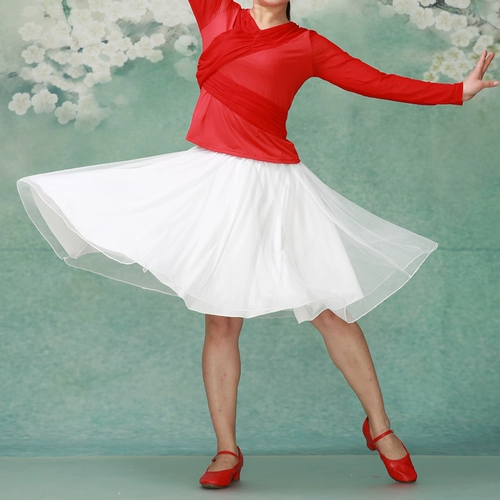 Квадратная танцевальная одежда летняя половина юбка красная трава, Wan'er Xinmei Plaza Dance Clothing Set Yarn Юбка 54213 Multi -Color.