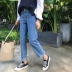 Quần hem thẳng chân quần đàn hồi cao eo quần jean nữ mùa hè mới Hàn Quốc phiên bản của hoang dã mỏng chín quần sinh viên Quần jean