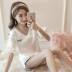 Băng lụa đồ ngủ mùa hè của phụ nữ ngắn tay cổ chữ V lụa hai mảnh phù hợp với Hàn Quốc phiên bản của sinh viên tươi lỏng mùa hè dịch vụ nhà
