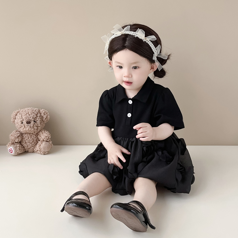 Hundred Days Baby Black Dress Summer Stylish One Year Old Girl Baby ...