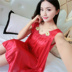 Nightdress nữ mùa hè sexy Hàn Quốc phiên bản của băng lụa ren đồ ngủ ngắn tay lụa lụa phần mỏng lỏng kích thước lớn ăn mặc đỏ Đêm đầm