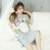 Nightdress nữ mùa hè cotton ngắn tay phần mỏng công chúa đồ ngủ nữ mùa hè lỏng đoạn dài dễ thương phim hoạt hình cotton dịch vụ nhà váy thiết kế cao cấp Đêm đầm