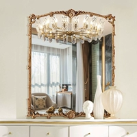 Европейское в стиле ретро -декоративное зеркальное зеркальное крыльцо пожарное печь подвесное зеркало резное зеркало Французское корт фона стены зеркало