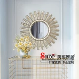 Круглое ретро украшение на солнечной энергии для гостиной, зеркало, в американском стиле