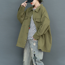 Одежда Больших размеров 牛仔外套女韩版宽松2020秋季大码胖mm工装上衣中长款流行气质风衣