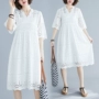 Mùa hè 2019 phiên bản Hàn Quốc mới của chiếc đầm cổ rộng cỡ lớn màu trắng siêu cổ của phụ nữ là một chiếc váy mỏng - A-Line Váy các mẫu váy xòe cho người thấp