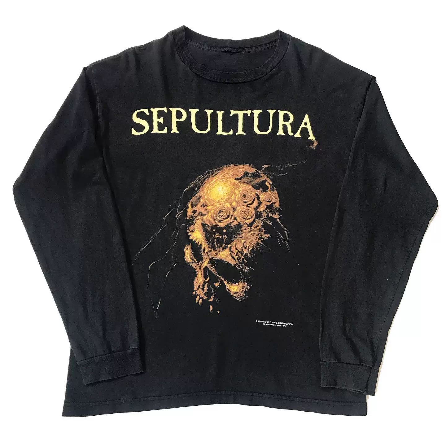 240 г!Редкий винтаж Destroy тяжелая футболка! Sepultura 90-е высокий уличный стиль американская длинный рукав T