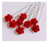 8 big red implanted velvet roses pins