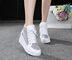 Mùa hè lưới giày thoáng khí mỏng và linh hoạt tăng trong giày của phụ nữ giản dị cao cắt lưới nhỏ màu trắng giày nêm với giày thể thao Giày cao gót