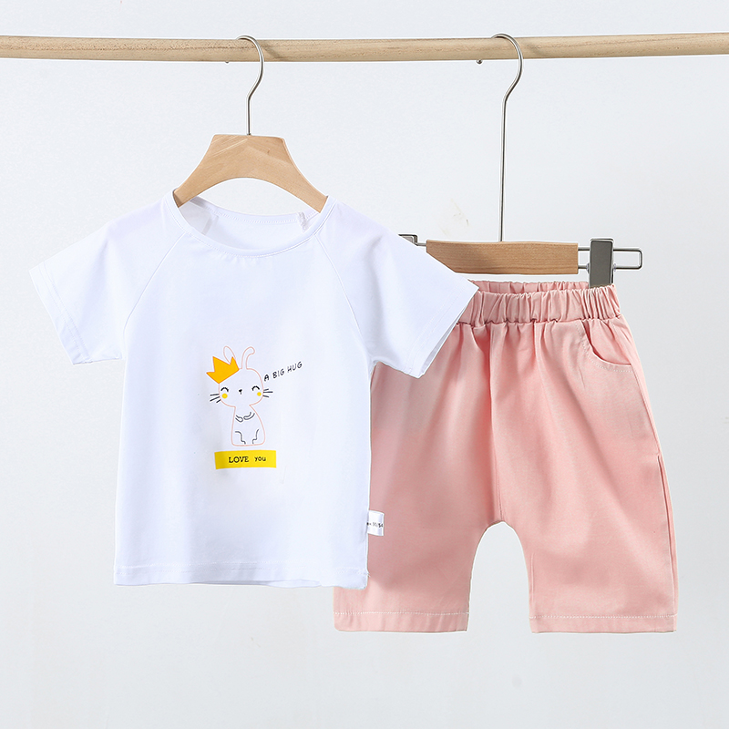 儿童短袖套装男童夏装洋气女童短裤T恤两件套宝宝夏季衣服纯棉