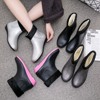 Giày đi mưa thời trang Hàn Quốc Giày cao su nữ cộng với giày cashmere không thấm nước Giày chống nước Giày cao gót xu hướng dành cho người lớn giày đi mưa native