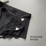 Летнее шелковистое шелковое черное сексуальное нижнее белье для влюбленных, средняя посадка