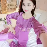 Демисезонная пижама, сексуальный кружевной шелковый комплект, коллекция 2021, длинный рукав