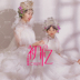 2018 triển lãm new studio cha mẹ và con theme trang phục mẹ và con gái sàn catwalk hiển thị trắng phong cách Trung Quốc gió quốc gia ăn mặc Trang phục dành cho cha mẹ và con