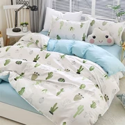 Bông vải cotton bốn mảnh màu đỏ 1,8m tấm vải trải giường đơn đôi chăn ba mảnh trải giường 1,5m