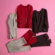 Hàng tốt mùa thu đông nữ áo sơ mi ràng buộc + quần hai dây cộng với đồ ngủ nhung nhiệt đồ ngủ set TZ0134
