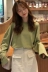 Mùa thu nữ phiên bản Hàn Quốc của áo thun dài tay màu hoang dã, rộng, rắn rỏi, cổ tròn áo phông nữ cao cấp Áo phông