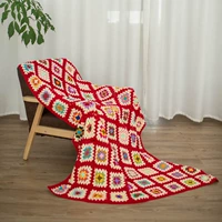 cửa sổ bằng tay và lễ hội màu đỏ đệm tay crochet ren crochet thường chăn bà khối gỗ sofa khăn trải giường - Ném / Chăn chăn lông cừu mỏng