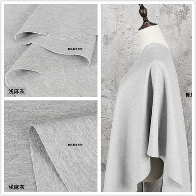 taobao agent Light hemp gray thickened knitted Roman fabric brocade cotton four -sided elastic suit skirt pants clothing fabric