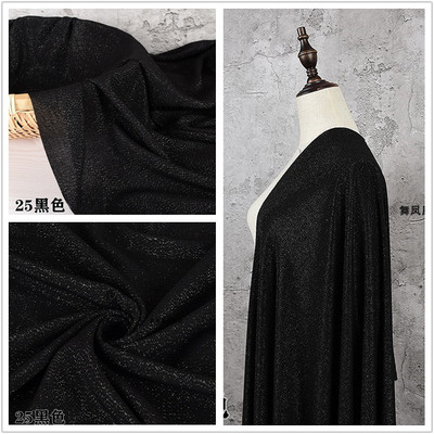 taobao agent Pure black full of star color cotton woven silver shiny shiny fabric light air -breathable shirt dress clothing fabric