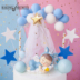 Trang trí bánh nướng Thiên thần ngủ Unicorn Unicorn Màu tóc bóng lều Trang trí màu hồng Blue Balloon Arch Chèn - Trang trí nội thất decor phòng ngủ Trang trí nội thất