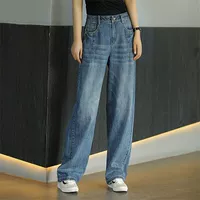 Прямые свободные джинсы, штаны, 2021 года, высокая талия, осенние, большой размер, свободный крой