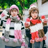 Зимняя шапка, шарф, перчатки, демисезонный удерживающий тепло комплект с капюшоном, 3 предмета, 2018, в корейском стиле