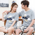 Hàn quốc phiên bản của cặp vợ chồng mới đồ ngủ phụ nữ mùa hè cotton ngắn tay dịch vụ nhà giản dị phim hoạt hình mùa hè nam cotton phù hợp với Nam giới