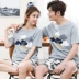 Hàn quốc phiên bản của cặp vợ chồng mới đồ ngủ phụ nữ mùa hè cotton ngắn tay dịch vụ nhà giản dị phim hoạt hình mùa hè nam cotton phù hợp với đồ bộ mặc nhà cao cấp Nam giới