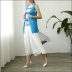 Zhuo Y của phụ nữ mùa xuân và mùa hè mô hình cardigan mỏng áo len Lacey giản dị bên ngoài khăn choàng 300903 màu xanh V